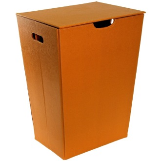 Rectangular Laundry Basket Made From Faux Leather in Orange Finish Gedy AC38-67